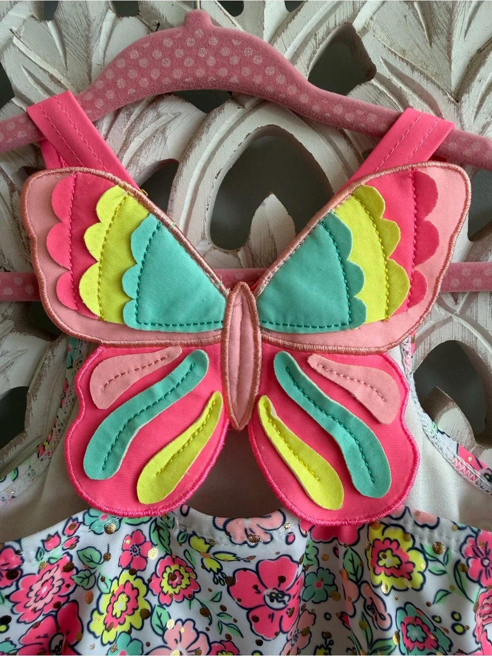 Nicole Miller Floral Butterfly One-Piece Swimsuit, 2T